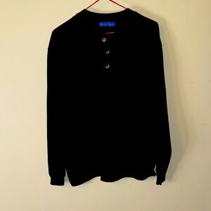 Casual Gear  Black Long Sleeve Henley Shirt